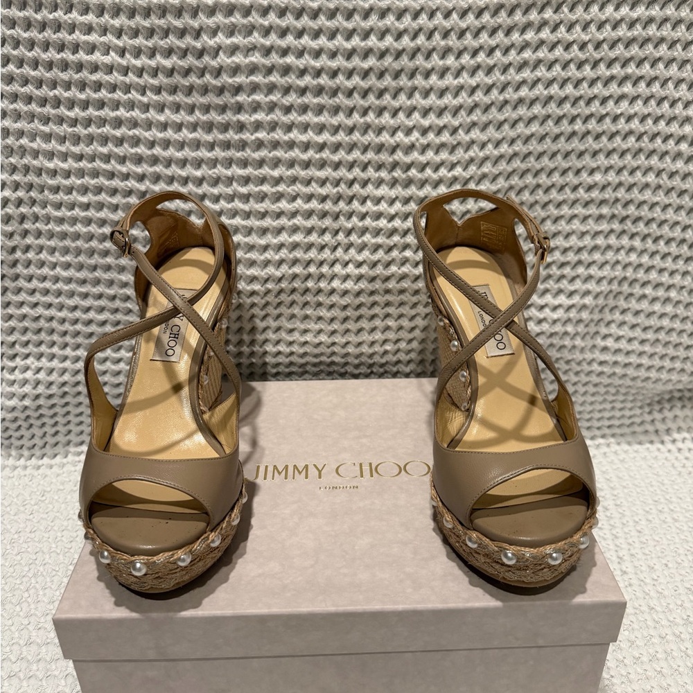 Jimmy Choo Tan Wedge Sandals